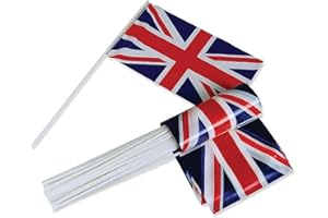 SHATCHI 120pcs Union Jack Hand Flags Waving Small Flags Royal Street Party Celebrations Sporting Events Pub BBQ Car Decorations