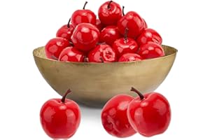 Tuxiaobu Mele artificiali per decorazione, realistiche, finte mele finte, in plastica, per cucina, casa, feste, pub, tavolo, ornamento fotografico, 30 pezzi, rosso intenso