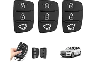 EIAIGKY 3 Pezzi Pulsanti per Chiave Auto in Gomma, Compatibili con Hyundai Santa Fe, Tucson, i40, i30, i20, i10, ix20, ix30, ix25, ix35, Sostituzione Tastiera Chiave Auto a 3 Bottoni, Facile Installazione