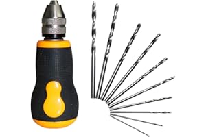 Trapano a mano, Meccion 11 pezzi Precision pin Vise mini micro mano drill bit set Rotary Tools ideale per fai da te, modelli e hobby