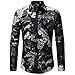 Produktbild SuperSU Herren Herbst Winter Casual Print Floral Langarm Taste T-Shirt Top Bluse Fashion Langärmliges Hemd mit Bunt Still Fashion Langärmliges Hemd mit Bunt Druckmuster Freizeit Polohemd Oktoberfest