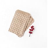 Bimotif Puantiye desenli 25 adet kese kağıdı, kraft-beyaz, 11x20 cm
