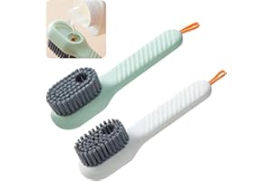HUTVD Cepillos para Zapatos con Dispensador de Jabón, 2 Piezas Cepillos para Zapatos Cepillos de Limpieza con Caja de Líquido Multifuncional Herramienta de Limpieza para Ropa, Zapatos