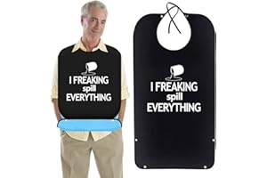 ZNDFTW Funny Adult Bibs for Elderly, Washable and Reusable Adult Bib Men Women, Waterproof Clothing Protector with Crumb Catcher Washable and Reusable Adult Bibs
