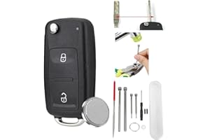 VAILIKEY 2-Buttons Car Key Fob for VW Volkswagen Fits For Amarok,Transporter T4 T5 T6,Polo,Golf,Bora-CR2032 Battery & Pin Removal Tool Included