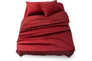 Blumtal Completo lenzuola matrimoniali 3pz - completo letto matrimoniale certificato OEKO-TEX - lenzuolo con angoli 180x200x30cm + lenzuolo 280x275cm + federa cuscino 50x80cm in microfibra - in rosso