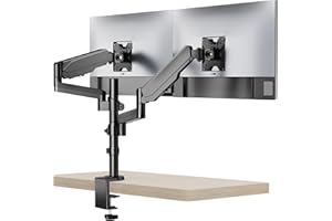 WALI Braccio Monitor Doppio per Schermi 17-32 pollici, Ergonomica Inclinazione e Rotazione Supporto Monitor Scrivania con Morsetto, Porta Monitor Molla a Gas VESA 75x75-100x100 mm(GSDM002), Nero