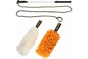 ‎DINGO WALDEMAR RUTKOWSKI Dingo Angelrute Spielzeug mit Schnur 130 cm und austauschbaren Spitzen Mop Orange + Schaff Pelz Reizangel Hunde 16503