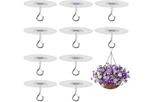 Meunhy 9 PCS Ceiling Hooks Self Adhesive,Heavy Duty Self-Stick Ceiling Hooks for Hanging Plants for Bird Feeders, Lanterns,Wind Chimes,Planters,Outdoor Decoration