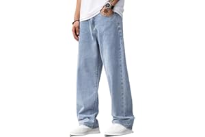 LuminBlaze Jean Baggy Homme Y2K Streetwear Vintage Jeans Loose Fit Pantalon en Denim Jean Large Homme Droit Décontracté