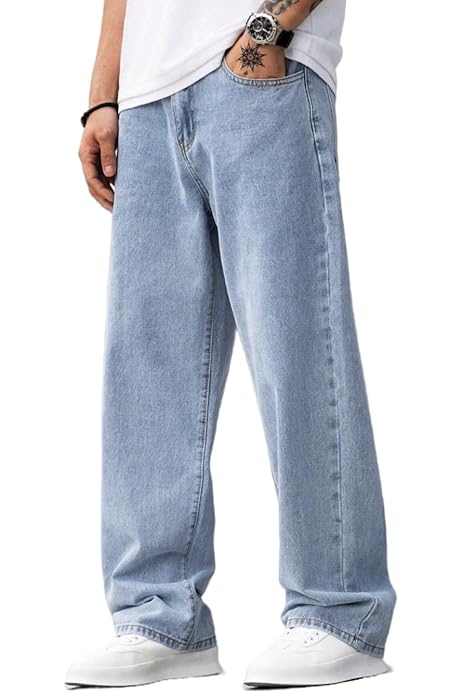 Pantaloni Jeans Uomo Donna Jeans Larghi Uomo Stile Hip Hop Con