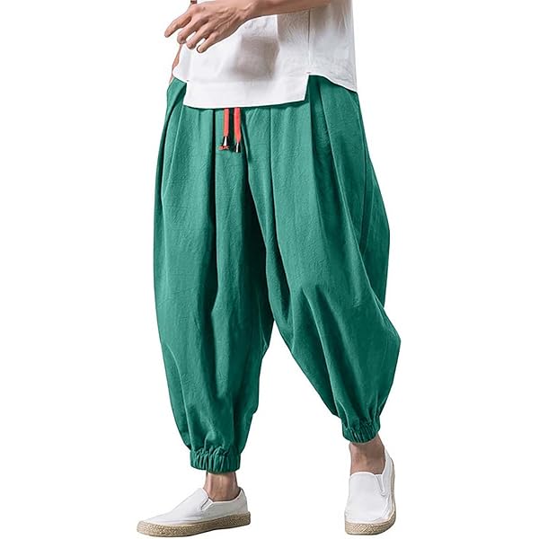 CMTOP Men's 3/4 Trousers, Lightweight Summer Trousers, Baggy