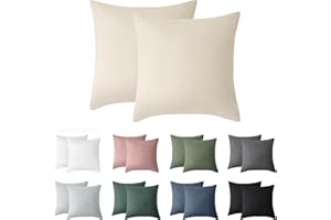 ‎JELLYMONI Jellymoni Kissenbezug 50x50 Baumwolle 2er Set Kissenbezüge Beige Oeko-Tex aus 100% Gewaschene Baumwolle Kopfkissenbezug mit Verstecktem Reißverschluss Weich 2 Stück Kissenhülle für Kissen 50x50cm