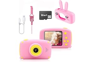 COOZi UPGRADED 1080p Kids Digital Camera with 32gb SD Card, Neck Strap & Rabbit Silicone Case – 12 Mega Pixel Camera for Kids with 5 Modes | Kids Video Camera | Instant Camera for Kids with 28 Frames