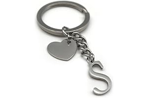 EVEMATE Schlüsselanhänger Buchstabe mit Herz | A-Z Buchstaben | Handmade | Edelstahl Anhänger | Namen Initiale Geschenk Partner Geburtstag Freund Freundin Mutter Vater