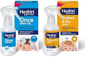 ‎HEDRIN Hedrin Vorteilspack - 1 x ONCE Spray Gel (60 ml) + 1 x Protect und Go Spray (100 ml) - Set zur Beseitigung und Vorbeugung von Kopfläusen und Nissen - gut verträglich klinisch getestet