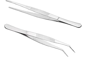 XINGRUN Gebogene Pinzette Lang Gerade Pinzette 25 cm Stumpfe Pinzette Edelstahl Profi Rutschfest Abgewinkelte Pinzetten für Wasserhaustiere, Korallen, Basteln, Pflanzentriebe Reparieren(2 Stück )