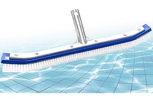 GAOUTO Szczotka do basenu, szczotka do czyszczenia z polipropylenowym włosiem, wytrzymała, okrągła szczotka do basenu, łącznik, z aluminium, szczotka do basenu, głowica szczotki do ściany basenu i dna basenu