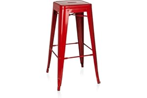 ‎HJH OFFICE hjh OFFICE 645011 Barhocker VANTAGGIO HIGH Metall Rot Retro-Hocker im Industry-Design, stapelbar