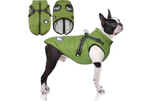 LUOWAN Cappotti per cani impermeabili con imbracatura Vestiti per cani caldi e confortevoli Lavabili in lavatrice Design a strisce riflettenti Resistente anello a D da mettere e togliere comodamente