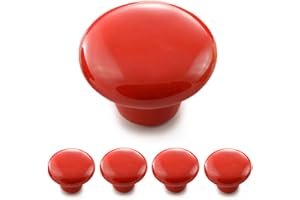 Ganzoo Möbelknöpfe 4er Set aus Porzellan/Keramik rot - Möbelgriff Türknauf Schrankgriff Schrankknopf Möbelknauf - Knauf & Griff in Vintage Shabby Landhaus Antik für Möbel Schublade Schrank by
