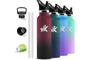 GRSTA Borraccia Termica, Borraccie 1 litro, Senza BPA, Borraccie con Cannuccia, Senza Perdite, Bottiglia Termica, Borraccia Acciaio Inox, Doble Aislamiento, Bottiglia per Campeggio, Palestra, Trekking