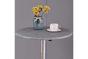 MINGPINHUIUS Nappe ronde en vinyle à bords élastiques – Nappe en plastique imperméable et facile à nettoyer pour intérieur ou extérieur, terrasse, motif végétal (gris, 60 cm de diamètre)