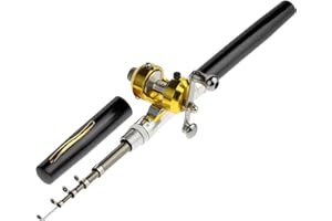 Onogal - Canna da pesca mini, pieghevole, in fibra di vetro e alluminio, con mulinello, per pesca in mare/fiume/campeggio, portatile, mod. 2205