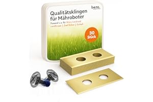 BEOS® 30 Cuchillas de Repuesto Premium de Titanio + Tornillos con Seguridad - Cuchillas de Repuesto para Marcas Premium Worx, LandXcape, Zoef Robot, Einhell, Kress - Grosor de la Hoja de 0,9 mm
