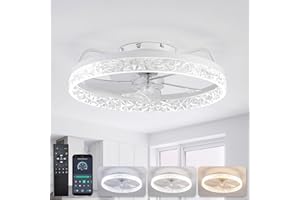 ‎YUNLONG YUNLONG Deckenventilator mit Beleuchtung und Fernbedienung Leise, Moderne Deckenlampe Led mit Ventilator, Sommer Winterbetrieb, Dimmbar, DC Motor, Lampenventilator Decke Leise für Schlafzimmer, Weiß