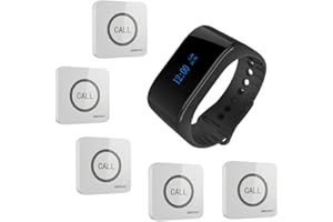 SINGCALL System di Chiamata Senza fili per scuola, banca, ristorante, albergo,la merce contiene 1 Ricevitore Mobile(APE6900) e 5 cercapersone(APE520)