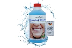 PandaCleaner Nettoyant dentaire concentré à ultrasons - Élimination de la plaque dentaire et de la décoloration - pour dentiers, prothèses dentaires et appareils dentaires 500ml