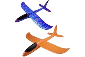 CRAZY-M 2 Stück Styroporflieger Flugzeug,Fliegende Gleiter Handbuch Gleitflugzeuge Kinder Flugzeug Spielzeug Outdoor Wurf Segelflugzeug Werfen Fliegen für Kinder Plastikflugzeug Kindergeburtstag ca.36cm