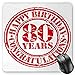 Produktbild HYYCLS 80th Birthday Mauspads, Happy Birthday Print Retro Grunge Stamp Icon for 80 Years Old Image Print, Standard Size Rectangle Non-Slip Rubber Mousepad, Red and White
