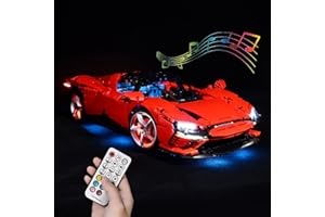 Hosdiy Fernbedienung Sound LED Beleuchtung Set für für (Ferrari Daytona SP3) Modell - Kompatibel mit Lego 42143 - Led Licht (Nur Beleuchtung, Ohne Bausteine Modell)