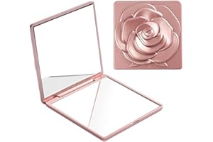 Disnace Miroir compact et portable, miroir de maquillage pliable rose