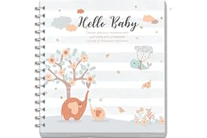 HiABsee Baby Memory Book - Hello Little One Milestone Book- 50 Pages with Stickers - Perfect Baby Keepsake Journal for Parents