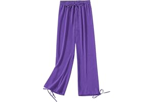 Jamron Mujer Tallas Grandes Pantalones de Cintura Alta y Pata Ancha Pantalones Casuales Elástico Holgado con Cordón