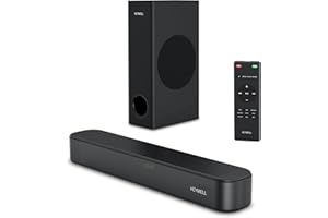 Heymell 2.1CH Barre De Son TV 160W avec Caisson De Basses, Basses Claires Et Puissantes, Pas De Bruit De Fond, Son Très Clair,Bar De Son TV Surround DSP 3D, Barre De Son TV HDMI Arc Optique