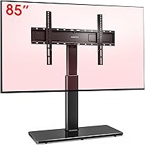 AOKCOS TV Bodenständer Rollbar mit Holzregal, TV Ständer mit Rollen für