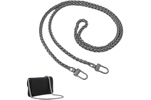FINEASY Taschenkette 120cm, Schultergurt für Taschen, Trageriemen Kette für Handtaschen, Handtaschenkette Schulterriemen Metall Kettenriemen für Umhängetasche Geldbörse Tasche (Schwarz)