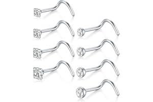 AceFun kolczyk do nosa wkręcany kolczyk biżuteria 18/20 g stal chirurgiczna 2-3,5 mm płaska kula przezroczysty diament CZ 8-26 szt.