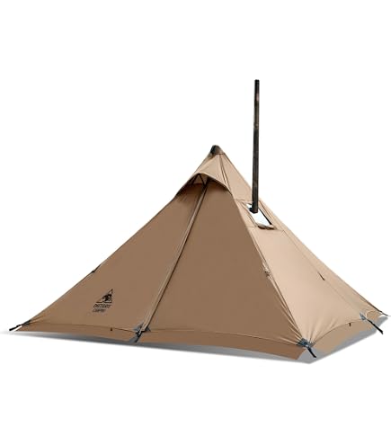 tente tipi 4 saisons OneTigris Smokey Hut ultra légère pour 2 personnes, saisons, imperméable, 3000 mm, tente chaude avec trou de cheminée et jupe pare-neige pour camping, randonnée, coyote de randonnée Marron Package:Pro camping gear for dogs GIF-файл користувача ONE PIECE