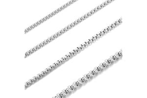 RWQIAN Collier Hommes Acier Inoxydable Chaîne Argent/Or/Noir Chaîne Vénitienne Homms Briolette Chaîne Femmes Boîte Collier Largeur 2/2.5/3/4mm Longueur 45-70cm