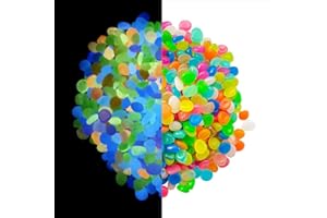 YEAPEAK 200 Stück Bunt Leuchtsteine, Leuchtsteine Garten, Leuchtsteine, Aquarium Steine, Dunkeln Leuchtende Kieselsteine, Für Halloween Aquarium Garten Flur Kinderzimmer Dekoration