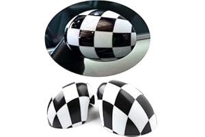 UVCANY MINI Tapa de carcasa para espejo retrovisor lateral, Juego de tapas de espejo lateral para Mini Cooper One/S/JCW R55 R56 R57 R58 R59 R60 R61 (A cuadros, Serie R Plegado Manual)