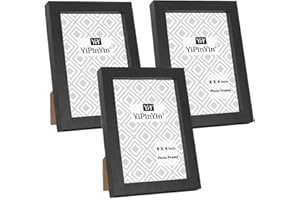 YIPINYIN 6 x 4 Inch Photo Frame Set of 3,Black Boxed Garllery 6 x 4 Picture Frames 3Pack With Perspex Window for Tabletop or Wallmounted,Oxford Modern Thin 4 x 6'' Picture Frame