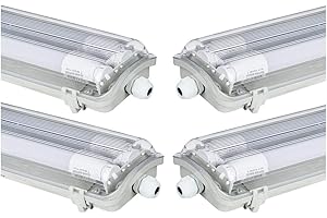 LumenTEC G13 LED Feuchtraumleuchte IP65, 2x T8, 36W 3600LM 120cm, Wannenleuchte, Leuchtstofflampe, Kaltweiss 6000K, 4x KW