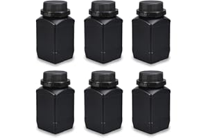 Lxoraziy 6 Pezzi 500 ml Bottiglie a Bocca Larga con Tappi a Vite, Bottigliette di Plastica HDPE, Flacone per Sostanze Chimiche, Contenitore da Laboratorio, per Contenitore da Laboratorio(Nero)