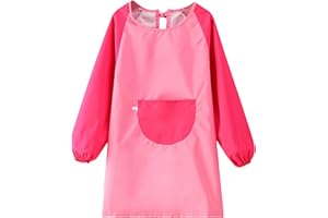 Rapidbok Tablier Peinture Enfant, Blouse Peinture Enfant, Imperméable Tablier de Peinture Enfant avec Manches Longues et Grande Poche, Tablier Enfant Peinture pour Enfant 7-11 ans